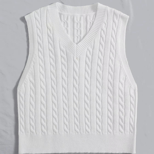 2025 usine vente femmes décontracté solide tricot gilet automne hiver col en V débardeur <span class=keywords><strong>sans</strong></span> manches <span class=keywords><strong>pull</strong></span> - Product Image 1
