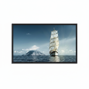 Sailing Ship Tempered Glass Wall Art: Coastal Printed Canvas Decor,<b>BLACK</b> <b>FRAMED</b> CANVAS - Product Image 2