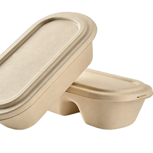 Boîte à lunch rectangulaire jetable écologique, vaisselle biodégradable en pulpe de bambou, sac alimentaire moulé - Product Image 4