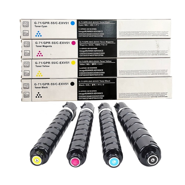 High Quality Compatible Toner Cartridge for Canon NPG-71 GPR-55 C-EXV51 for IR ADV C5560 C5540 C5535 C5550 Color Copier Toner