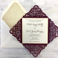 Bordures en dentelle, rubans, nœuds, ensembles de cartes d'invitation de mariage personnalisées, styles d'éléments variés