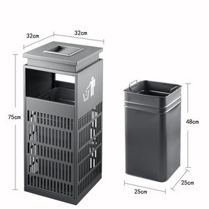 Diseño de Arte Moderno Cubo de basura de 50 litros Cubo de basura de calle pública Cubo de basura de metal de pie para plaza comercial - Product Image 4