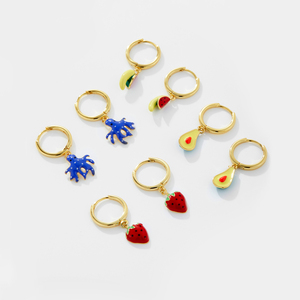 FUAMAY <span class=keywords><strong>2022</strong></span> Tendance Classique Plaqué Or Émail Boucles D'oreilles Orange et Citron Goutte Conception À La Mode Aros Style pour Cadeau - Product Image 3