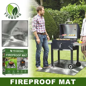 Alfombrilla <span class=keywords><strong>de</strong></span> aluminio <span class=keywords><strong>para</strong></span> parrilla <span class=keywords><strong>de</strong></span> 100cmx100cm, resistente al calor y al fuego, base <span class=keywords><strong>de</strong></span> 3 capas, alfombrilla grande <span class=keywords><strong>para</strong></span> brasero, fácil <span class=keywords><strong>de</strong></span> limpiar, <span class=keywords><strong>para</strong></span> césped - Product Image 2
