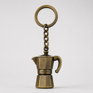 Llavero de cafetera <span class=keywords><strong>Moka</strong></span> mini personalizado al por mayor de alta calidad, estilo cultura del café, decoración para cafeterías y bares, recuerdo, llavero. - Product Image 3