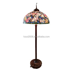 Pantalla de Lámpara Tiffany Hecha a Mano de 28 Pulgadas, de Vidrio Teñido con Base de Cobre, Luz LED, Color Latón, para Sala de Estar - Product Image 5