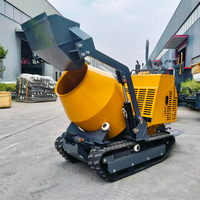 Mini-bétonnière sur chenilles YH-750, capacité 0,3 m³, moteur essence, auto-chargeante, pour travaux en montagne, ferme, construction rurale