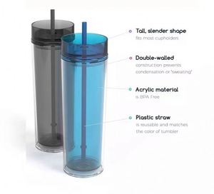 Heavy Duty 16oz Acrylic Double Wall Tumbler with Handle Straw for Construction Site Hydration - Product Image 3