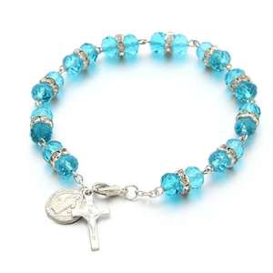 Pulsera católica <span class=keywords><strong>de</strong></span> cuentas <span class=keywords><strong>de</strong></span> cristal colorido <span class=keywords><strong>Rosario</strong></span> <span class=keywords><strong>dedo</strong></span> bautismo rosarios pulsera <span class=keywords><strong>de</strong></span> cuentas <span class=keywords><strong>de</strong></span> imitación para bautismo bautizo - Product Image 2