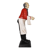 Statue ornementale de vieil homme de majordome de serveur avec plateau, décor de restaurant d'accessoires, statues de majordome grandeur nature en résine