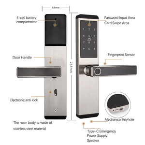 Serrure intelligente bon marché en acier inoxydable chambre à coucher serrure numérique en métal hôtel serrure client Mobile NFC déverrouiller serrure à empreinte digitale hôtel Ttlock - Product Image 4