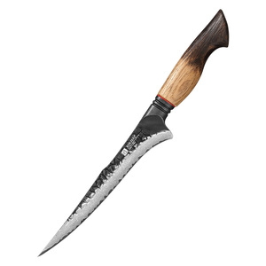 XINZUO Original Design 7,5 Zoll Damaststahl Küchen-Filiermesser mit Einzigartigem Griff aus Gebranntem Weißeichenholz - Product Image 1