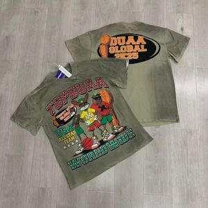 Camiseta de verano con estampado retro vintage lavado, estilo hip-hop urbano para parejas, con estampado en caliente DUAA, novedad transfronteriza. - Product Image 4