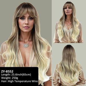 Parrucche per il commercio estero lunghi capelli ricci castano freddo otto frangette soffice grandi onde sensazione ambientale parrucca - Product Image 6