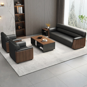 Conjunto de Sofás de Oficina Saint-Lee, de Cuero, Oblongo, Moderno, para Reuniones, Recepción y Negociación - Product Image 3