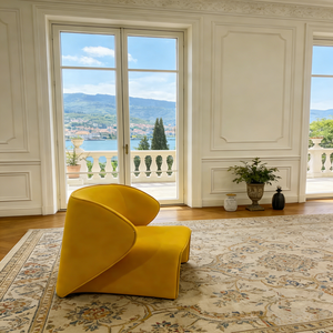 Luxueuze gele fluwelen accentstoel, moderne gevormde loungestoel, <span class=keywords><strong>wingback</strong></span> relaxstoel voor de woonkamer - Product Image 5