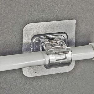 Curtain Rod Hook Telescopic Rod Fixing <b>Clip</b> Adhesive No Drill Household Curtain Shower Curtain Towel Door Curtain Hanging Rod - Product Image 1