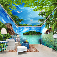 Papel Tapiz Fotográfico 3D Personalizado, Paisaje de Isla de Maldivas, Pintura de Pared para Toda la Casa, Mural de Techo para Sala de Estar