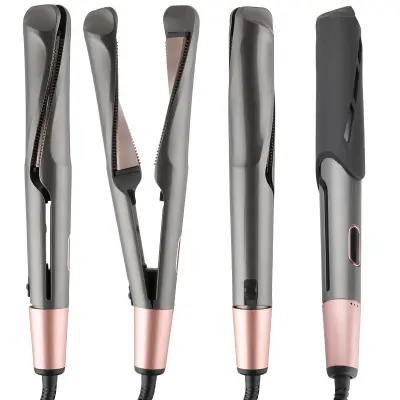 卸売2in1ヘアキュアストレートニング2in1フラットアイアンカーラーツイスト