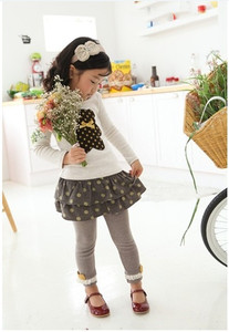 Vêtements pour enfants en gros en ligne : Ensemble décontracté T-shirt à manches longues à pois et pantalon pour filles, provenant d'un fournisseur chinois - Product Image 4