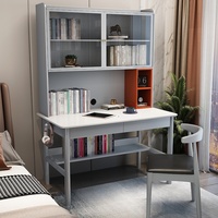 Bureau en bois massif gris avec porte, bureau informatique simple, étagère intégrée, table de chevet pour chambre à coucher, table d'étude, bureau FJX8012