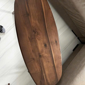 Table basse moderne faite à la main, prix de gros, en bois de noyer massif, ovale, ellipse, rectangle, style mid-century - Product Image 2