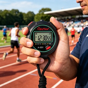 Chronomètre numérique LCD léger en ABS avec cordon <span class=keywords><strong>pour</strong></span> les compétitions sportives, les entraîneurs, les arbitres, les équipements de chronométrage <span class=keywords><strong>pour</strong></span> les sports de plein air - Product Image 1