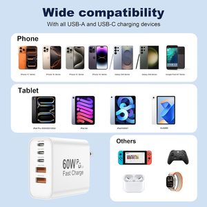 เครื่องชาร์จ USB C 60W PD 3.0 ชาร์จเร็วสำหรับไอโฟน ไอแพดแท็บเล็ต - Product Image 6