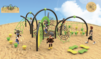 Système de parc d'aventure multi-activités avec toboggan extérieur robuste en PE/plastique/métal 780x830x480cm pour entraînement en extérieur