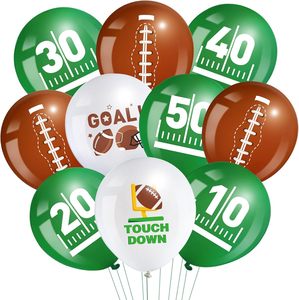 Ballons de fête sportifs, ballons en feuille de football, ballons blancs, verts, bruns pour les jeux sportifs, les anniversaires, les décorations à thème - Product Image 1