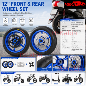 Juego de Ruedas Kenda de 12 Pulgadas, Color Azul, Supermoto, Llantas Tubeless para Carretera 90/90-12 120/70-12, Ruedas de Aleación para Bicicleta Eléctrica y Motocicleta - Product Image 2