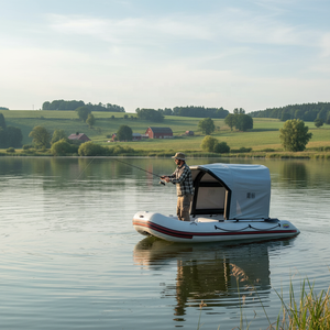 Bateau de pêche gonflable durable de grande taille avec auvent pare-soleil en PVC, bateau de yacht personnalisable, porte-<span class=keywords><strong>canne</strong></span> à pêche, capacité de 100 à 500 kg - Product Image 4