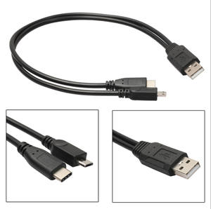 USB 3.1 Loại C Micro USB Y <span class=keywords><strong>Splitter</strong></span> Cáp New 1 để 2 chuyển đổi với braid che chắn cho máy ảnh & máy tính trong kho - Product Image 2