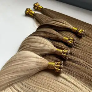 Unprocessed Genius Weft Hair Extensions Cuticle Aligned Virgin Human Hair Invisible Weft No Return Hair Light Blonde