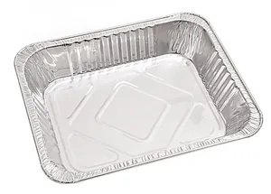 Wholesale Trays Pans With Lids Container Food Packing Rectangle 100pcs/ctn Disposable Aluminum Foil