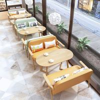 Table de salle à manger commerciale de style hôtelier, design moderne, structure en bois massif, pour restaurant et café, avec banquette, garantie 3 ans