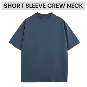 Men's Oversized 100% Cotton Knitted Crew <b>Neck</b> Short Sleeve Heavyweight 300g Loose Fit Solid Pattern Vintage Plain Tee - Product Image 2