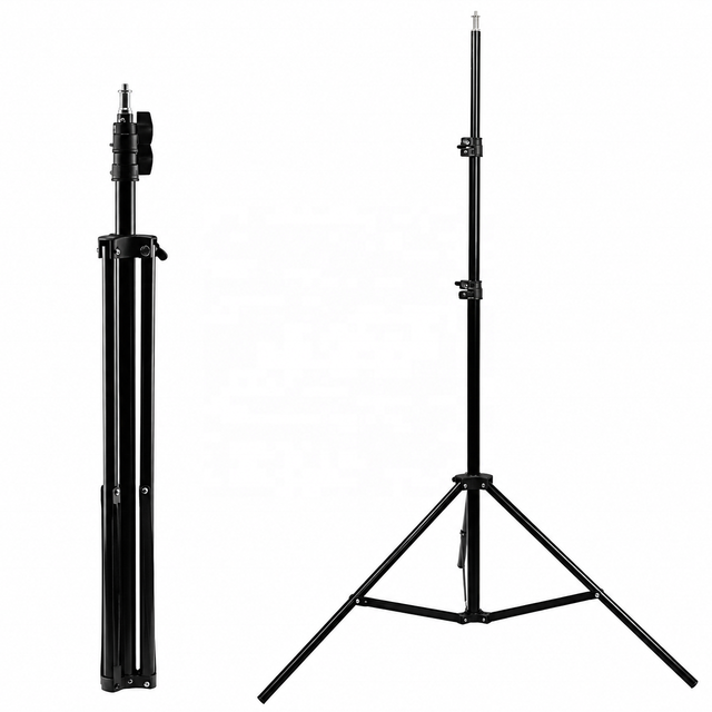 2.1M Adjustable Light Stand Tripod with Phone Holder, Metal Photography Selfie Video Live Streaming Stand for Ring Light, Camera