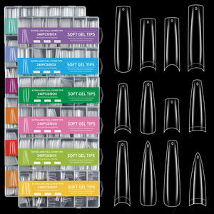 สติกเกอร์ติดเล็บรูปโลงศพยาวสุดๆ240ชิ้น/กล่องใสแบบเต็มขนาด XXXL รูปทรงแหลม<span class=keywords><strong>ต่อ</strong></span>เล็บ<span class=keywords><strong>ท่อ</strong></span>น้ำเล็บ - Product Image 1