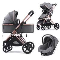 Poussette pliable 3-en-1 Kidilo S600 en alliage d'aluminium avec siège auto et système de voyage pour bébés de 0 à 3 ans et voyages en famille