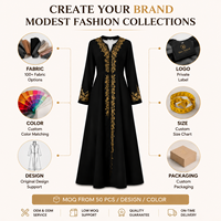 Robe Abaya Musulmane de Luxe Personnalisée avec Bordure en Dentelle Florale Brodé, Vêtement Islamique pour Femme, Robe Longue Modeste de Dubaï, Vente en Gros