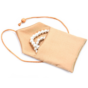 Petite pochette zippée en velours, sac à bijoux perlé à cordon, porte-monnaie en soie pour boucles d'oreilles et bracelets - Product Image 2