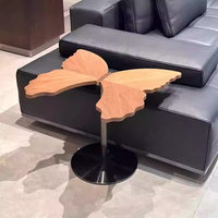 Table d'appoint moderne et élégante en forme de papillon, style thé chinois ancien, décoration artisanale en bois sur pied pour la maison et la salle à manger