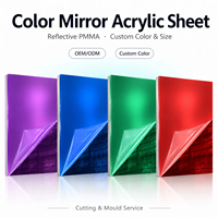 Plaque acrylique miroir couleur JT 1-6mm, taille personnalisée, panneau PMMA réfléchissant pour publicité, décoration, signalétique, mobilier OEM/ODM