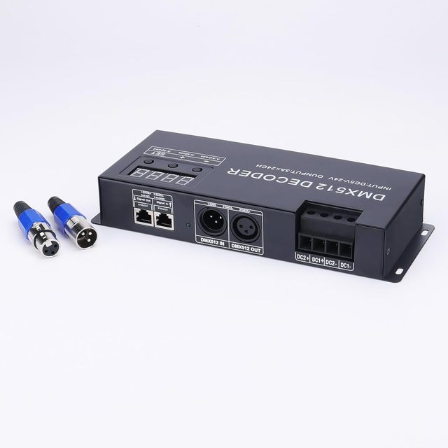 3CH DMX512 Constant Current Decoder DC12V-24V XLR-3R RJ45 Port DMX512/1990 PWM Signal Converter