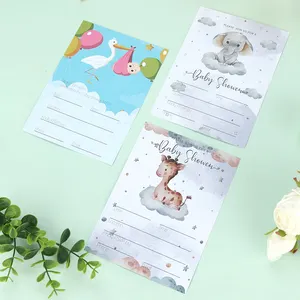 Custom Cute Animal Printing Blank Fill-In Invites Baby Shower Game Party Invitations Card With Envelopes