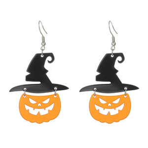 Pendientes de calavera acrílicos para mujer, forma de esqueleto irregular, pendientes colgantes de moda para Halloween - Product Image 5