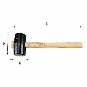 Martillo de goma de 378g con mango de madera y cabeza negra para carpintería y metalistería - Product Image 1