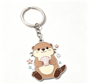 Cute Otter Metal Key Chain Enamel <b>Keyring</b> Shell Pendant Bag <b>Charm</b> Gift - Product Image 3