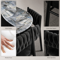 Ensemble table et chaises de salle à manger aspect marbre moderne, 4 chaises peu encombrantes, rondes, 800 mm, restaurant, café, hôtel